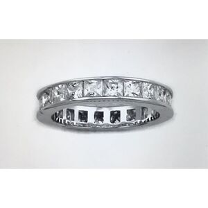 2 Ct. Princess Cut Sim Diamond Eternity Ring Sz 9~Platinum over .925 SS